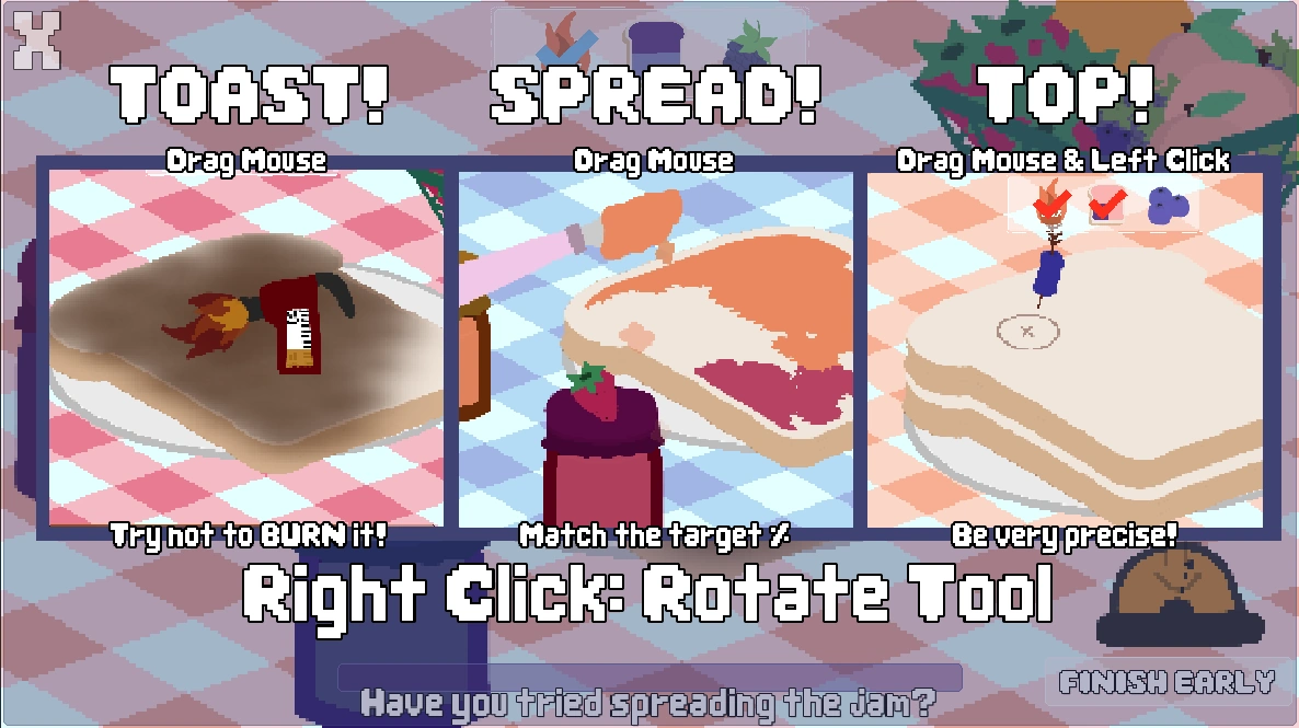 Screenshot of the Picnic Perfect Sandwich game's game loop